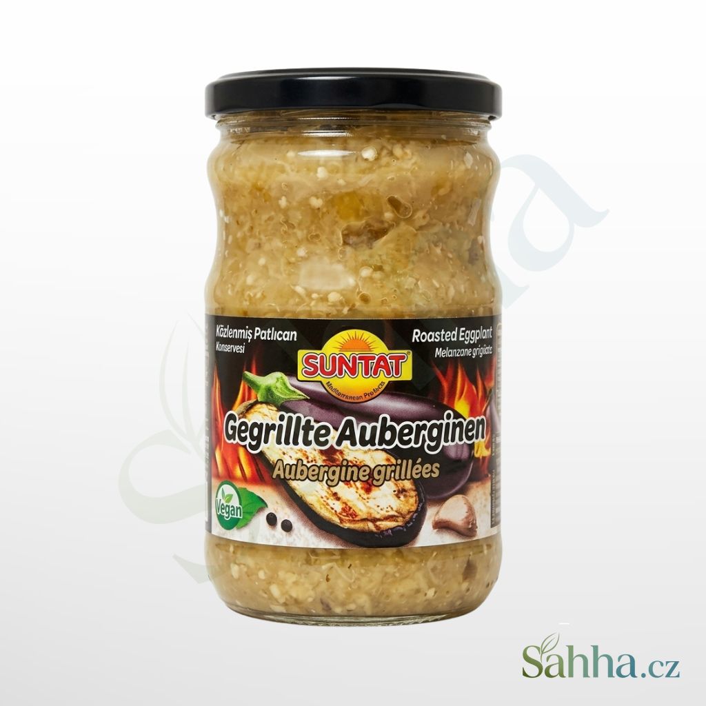 Suntat grilovaný lilek 590 g – grilovaný lilek v konzervě na baba ghanoush, saláty a orientální recepty | سنتات باذنجان مشوي 590غ – للبابا غنوج والسلطات والأطباق الشرقية الأصيلة
