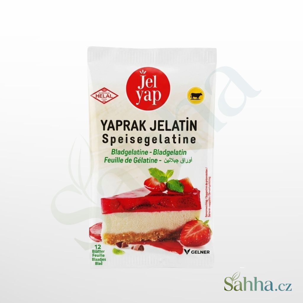 Jelyap plátková želatina 20 g – želatinové plátky na dezerty, dorty a panna cottu | جيلياب جيلاتين ورقي 20غ – للحلويات والكيك والبانا كوتا