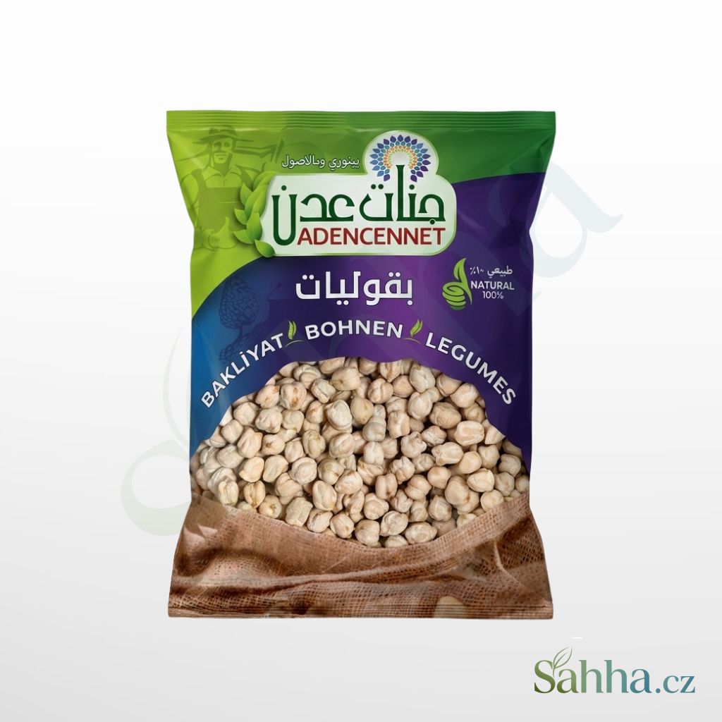 Adencennet cizrna 12 mm 800 g – extra velká cizrna na hummus, dušení a orientální recepty | جنات عدن حمص 12 مم 800غ – حمص كبير الحبة للحمص والطبخ والأطباق الشرقية