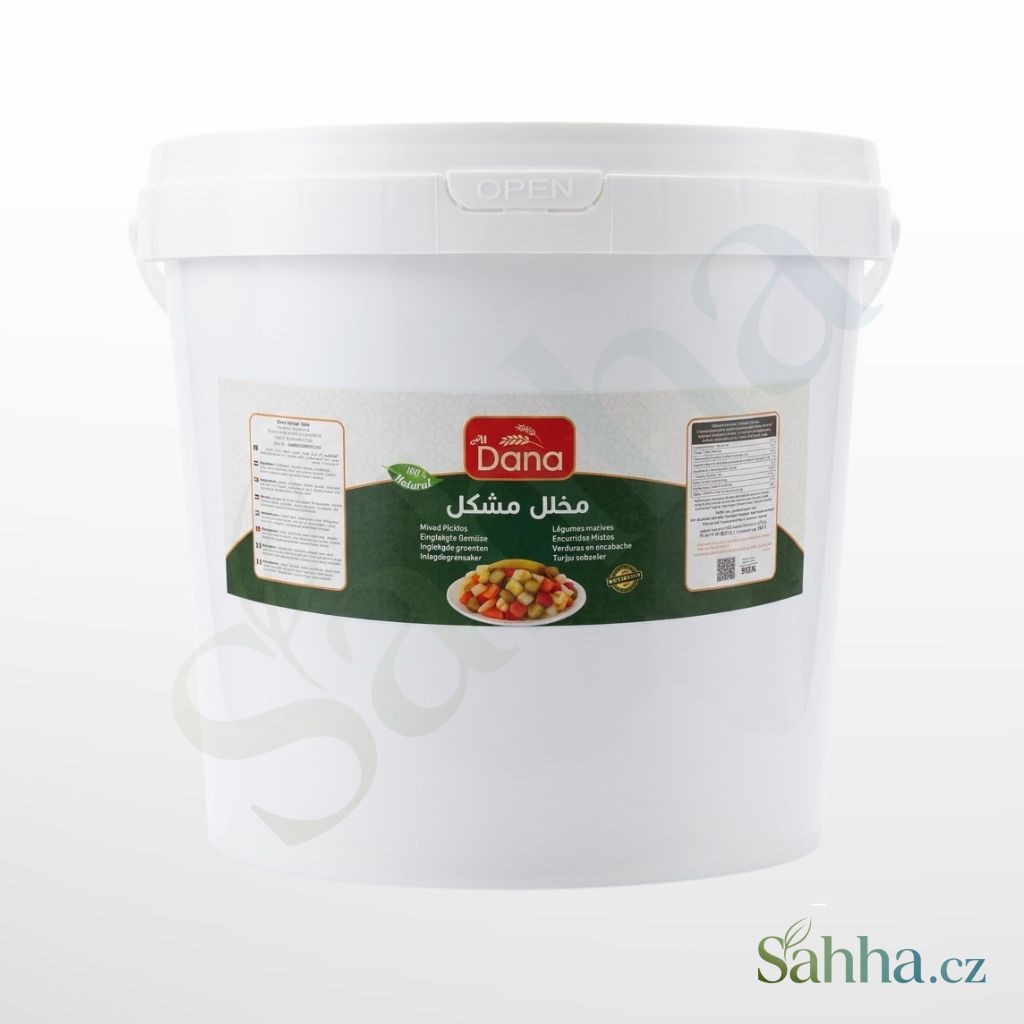 Dana kyselá nakládaná zelenina mix 8 kg – smíšená nakládaná zelenina velké balení na meze a přílohy | دانا مخلل خضار مشكل 8كغ – عبوة كبيرة للمطاعم والمقبلات والمائدة العربية