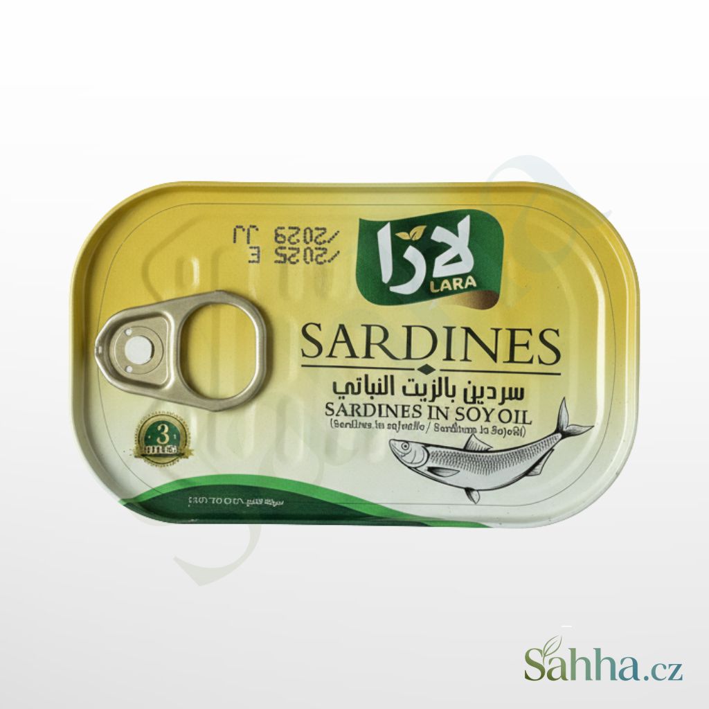 Sardinky v sójovém oleji Lara, 125g konzerva s praktickým otevíráním, vhodné pro studenou kuchyni i jako rychlá svačina.