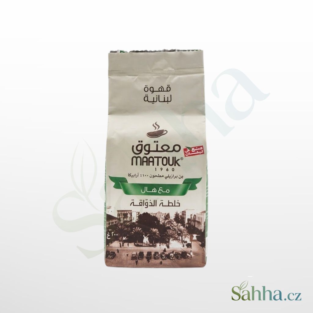 Maatouk mletá káva s kardamomem 200 g – arabská mletá káva s kardamomem na tradiční arabskou kávu | معتوق قهوة مطحونة بالهيل 200غ – قهوة عربية أصيلة للضيافة والمناسبات
