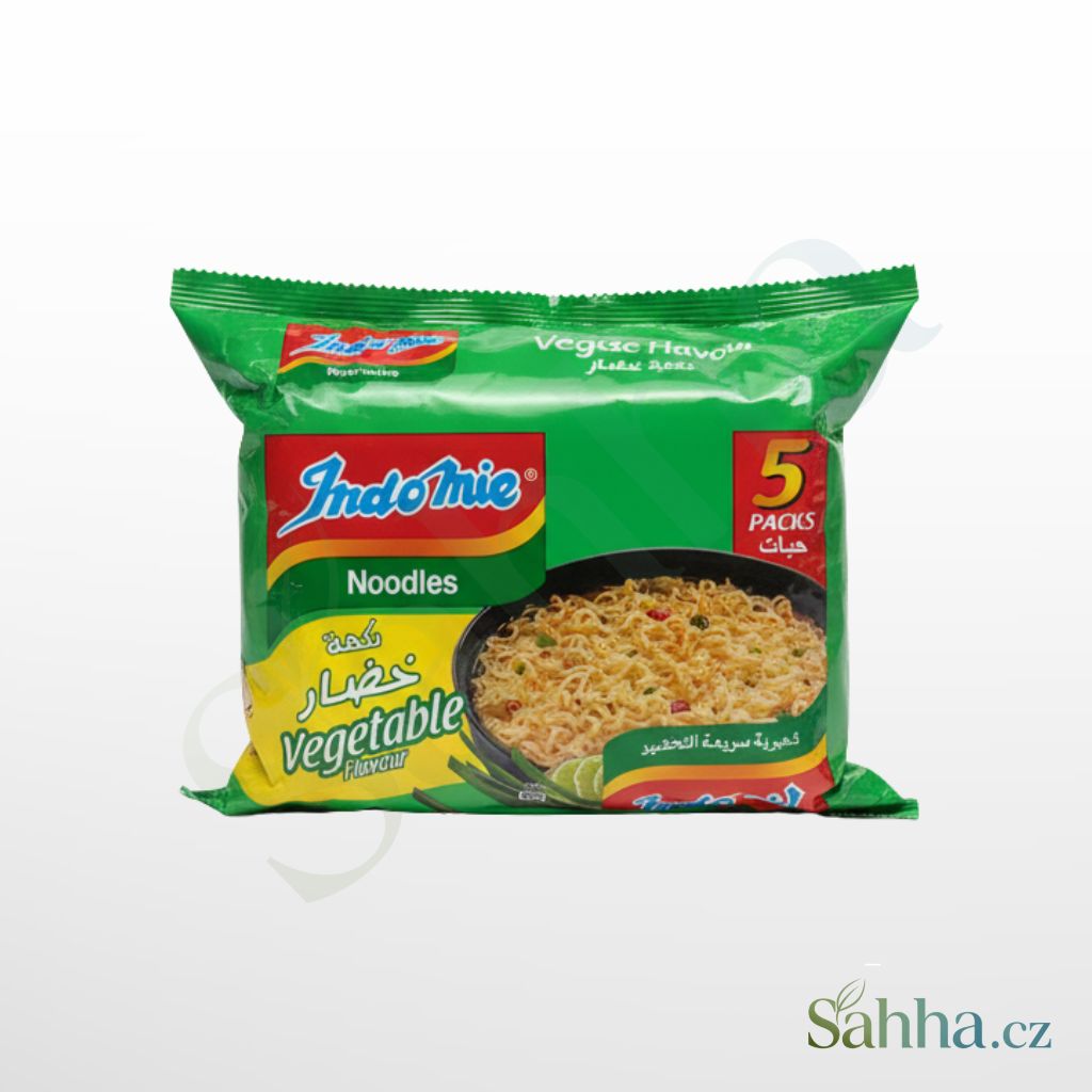Zeleninové instantní nudle Indomie, výhodné balení 5 porcí (5x75g).