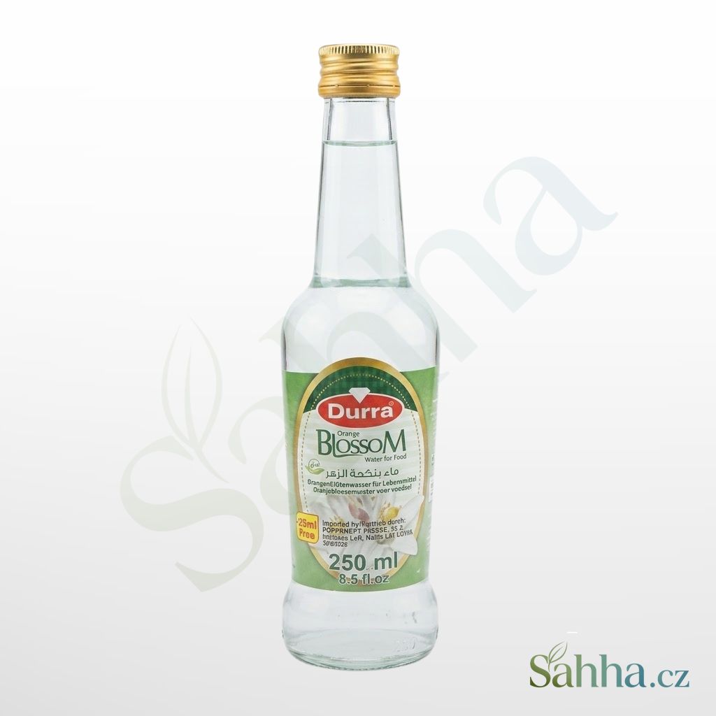 Durra pomerančová květová voda 250 ml – přírodní pomerančová voda na orientální dezerty, kávu a pečení | درة ماء زهر البرتقال 250مل – لتعطير الحلويات والقهوة والمعجنات الشرقية
