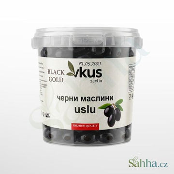 Černé olivy Kalamata VKUS v rostlinném oleji, 1000g balení v plastovém kyblíku.