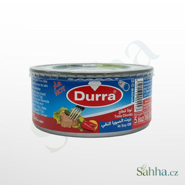 Pikantní tuňák kousky v sójovém oleji s chilli Durra, 160g konzerva.
