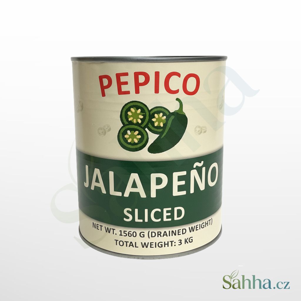 Krájené zelené jalapeños Pepico v nálevu, velká 3kg plechovka pro gastro provoz.