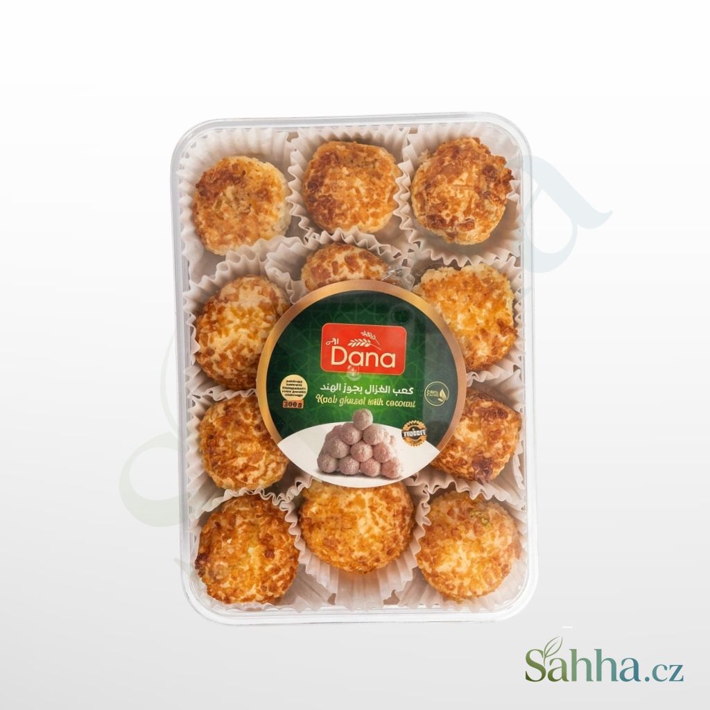 Dana kaab ghazal s kokosem 300 g – tradiční arabské kokosové rohlíčky na čaj a kávu | دانا كعب غزال بجوز الهند 300غ – حلوى مغربية تقليدية للشاي والقهوة