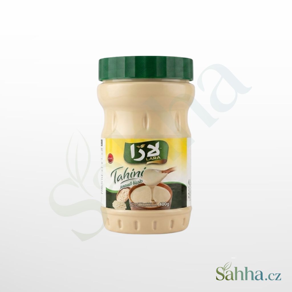 Lara tahini sezamová pasta 400 g – přírodní sezamová pasta na hummus, saláty a orientální dezerty | لارا طحينة سمسم 400غ – طحينة طبيعية للحمص والسلطات والحلويات الشرقية
