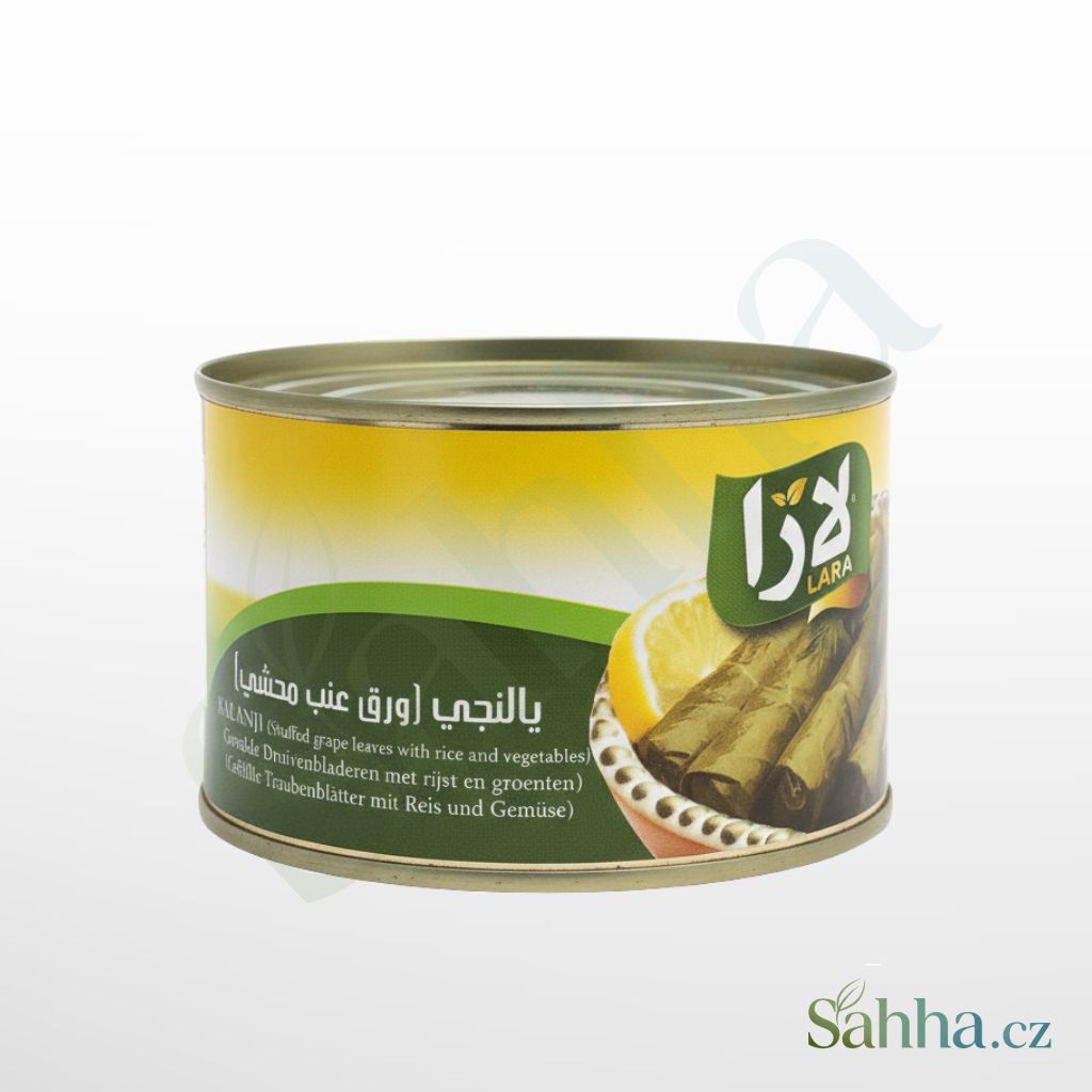 Plněné vinné listy (Yalanji) Lara s rýží a zeleninou, 400g konzerva, tradiční pokrm k přímé konzumaci.
