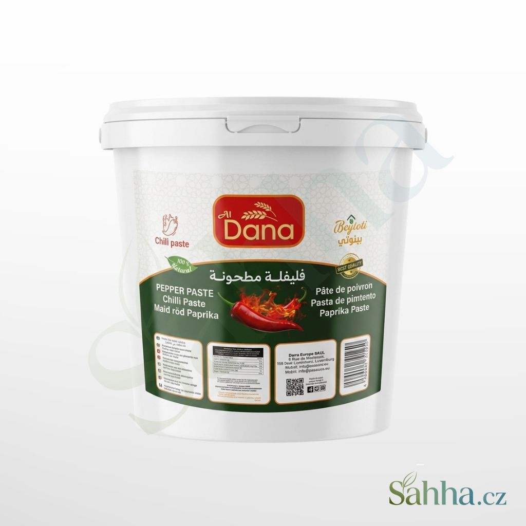Dana papriková pasta chilli 5 kg – pálivá chilli pasta velké balení na omáčky a marinády | دانا معجون فلفل حار 5كغ – عبوة كبيرة للمطاعم والصلصات والتتبيلات