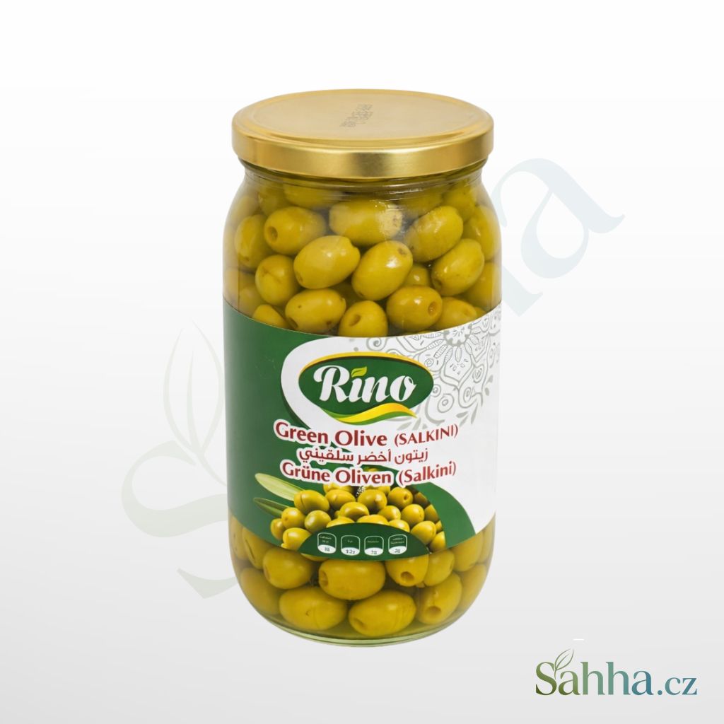 Zelené olivy Salkini extra 1000 g Rino, arabské olivy do salátů
