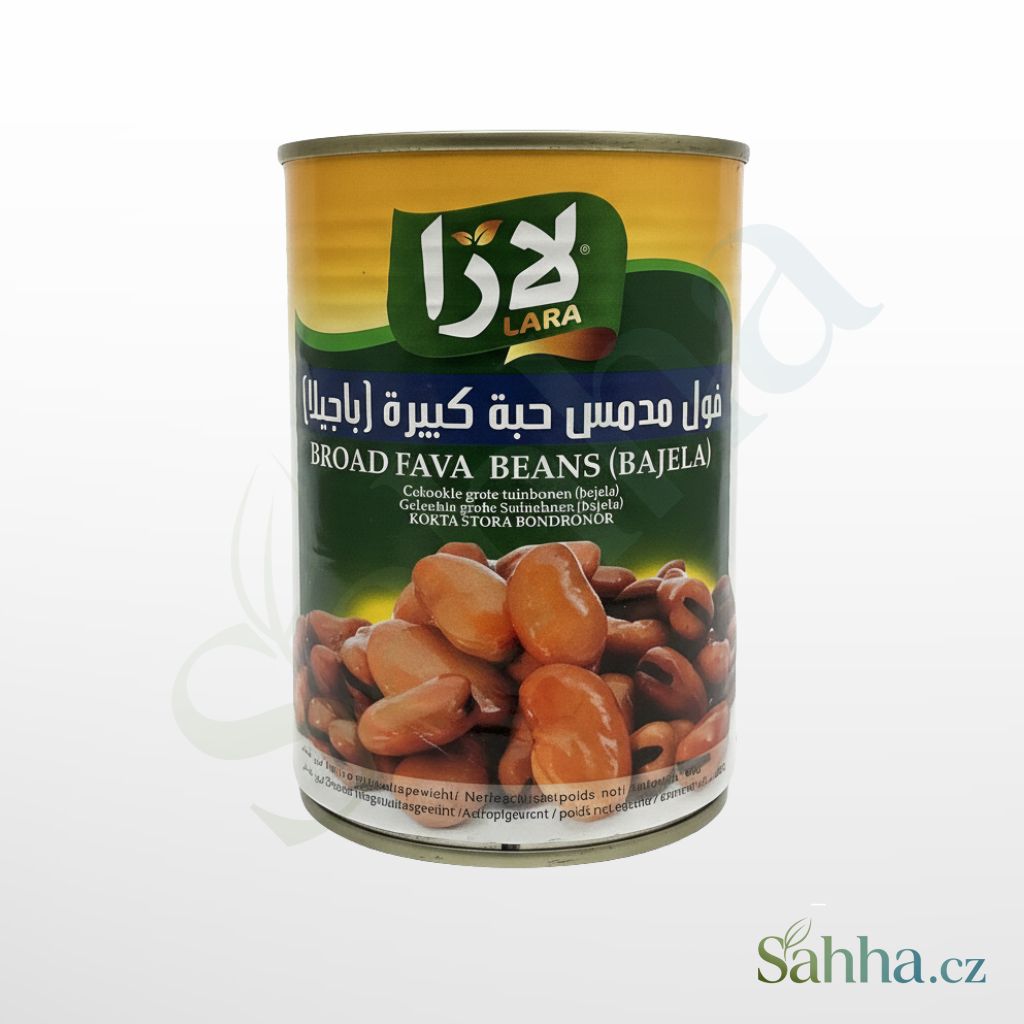 Konzervované velké fava fazole (Ful medames bajela) Lara, 400g plechovka, tradiční pokrm k přímé konzumaci.