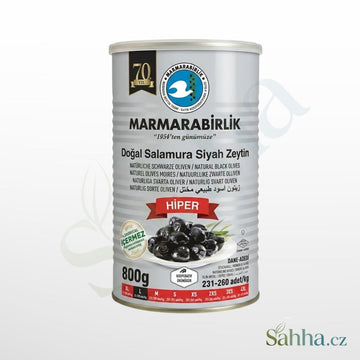 Černé olivy Marmarabirlik Hiper ve slaném nálevu, 1400g plechovka.