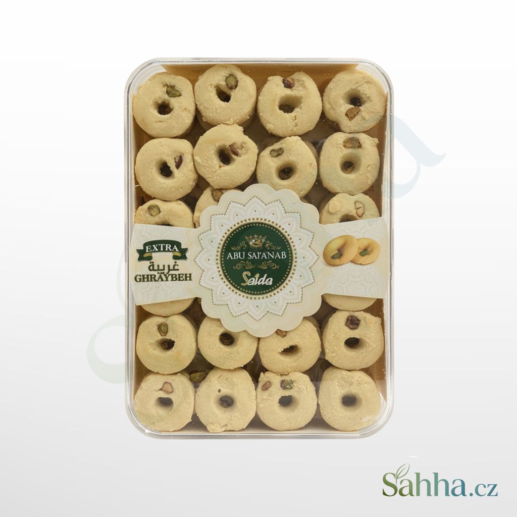 Tradiční máslové sušenky Ghraibeh s pistácií Saida, 500g balení jemného orientálního pečiva.