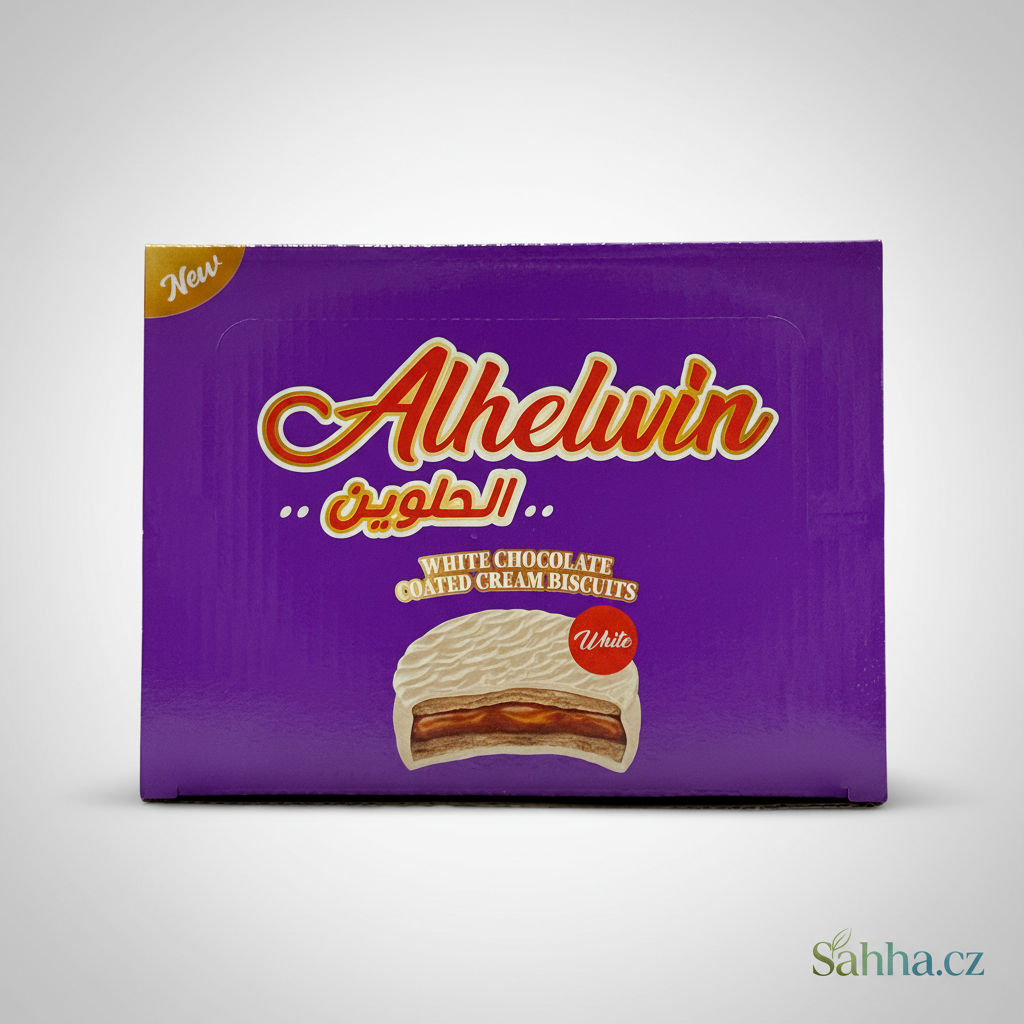 Alhelwin – sušenky s mléčnou náplní v bílé čokoládě