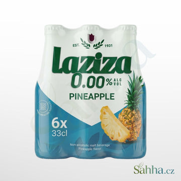 Nealkoholický sladový nápoj Laziza s ananasovou příchutí, balení 6 × 330 ml