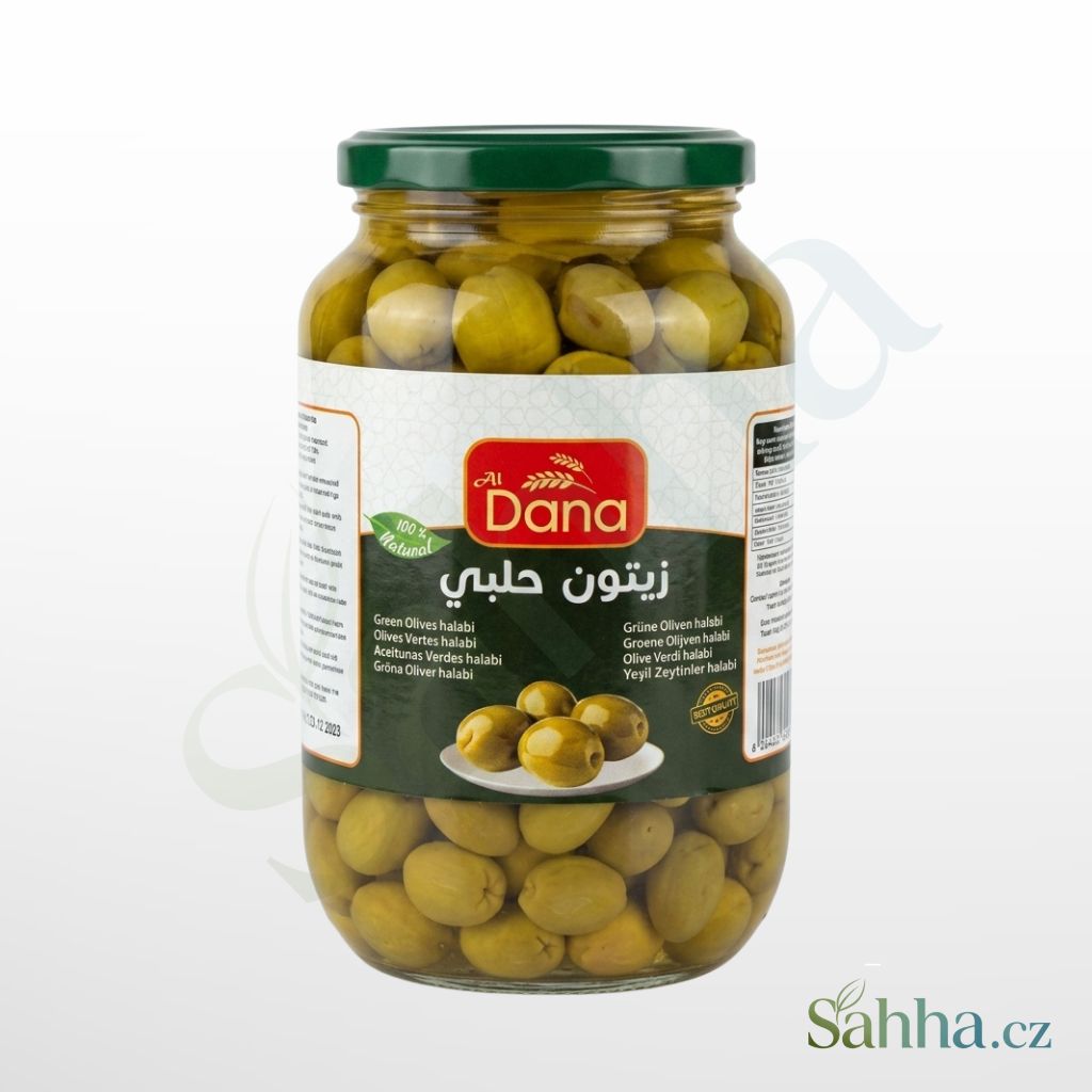 Zelené olivy Halabi značky Dana, balení 2750 g